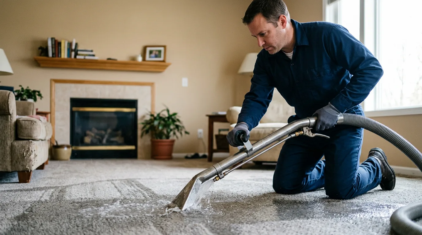 Water damage restoration technician working near Columbia Cross Roads, PA